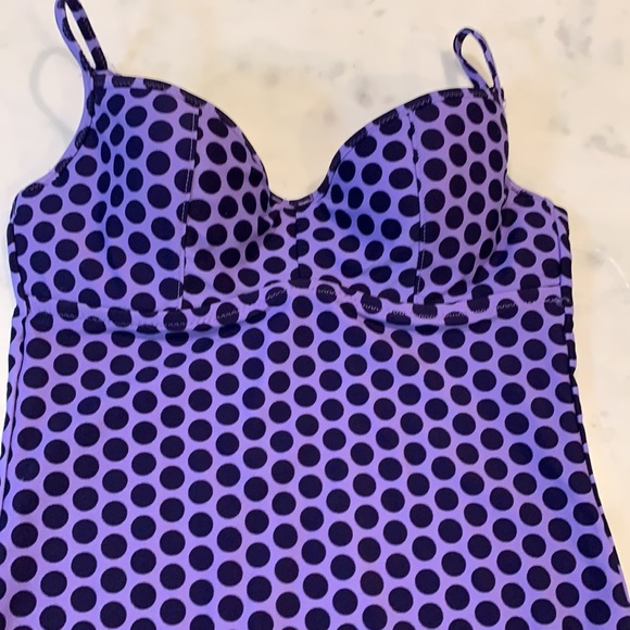 J Crew Purple and Navy Polkadot Swimsuit - Picture 3 of 7
